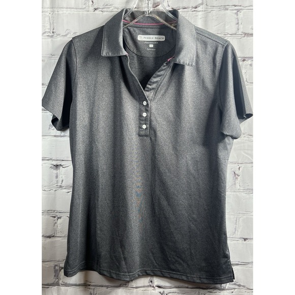 Pebble Beach Performance Polo Shirt Women's Size Large Gray V Neck Golf Tennis - Picture 8 of 8